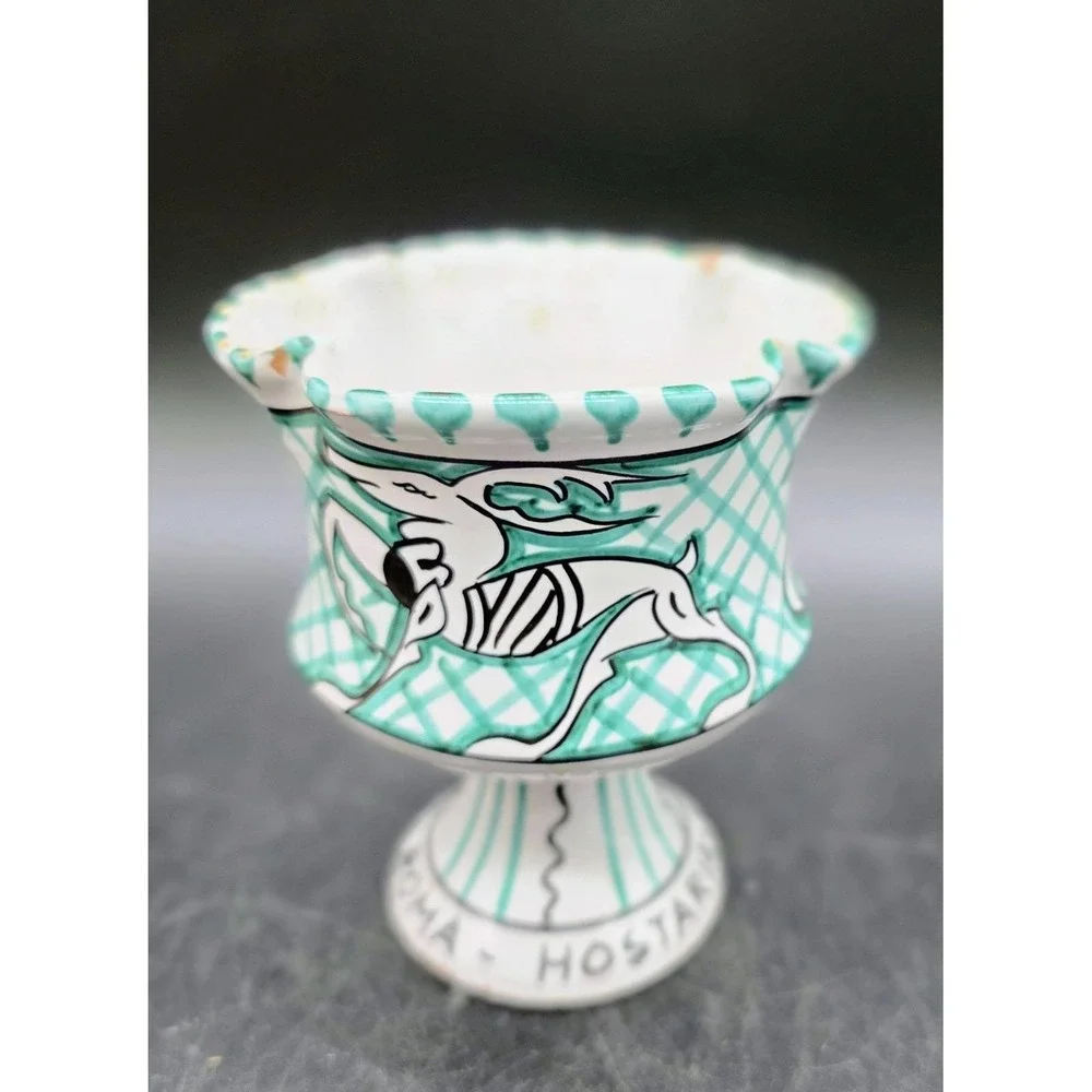 Vintage C.A.E.M Orvieto Italian Pottery Antelope Goblet Cup 4.5